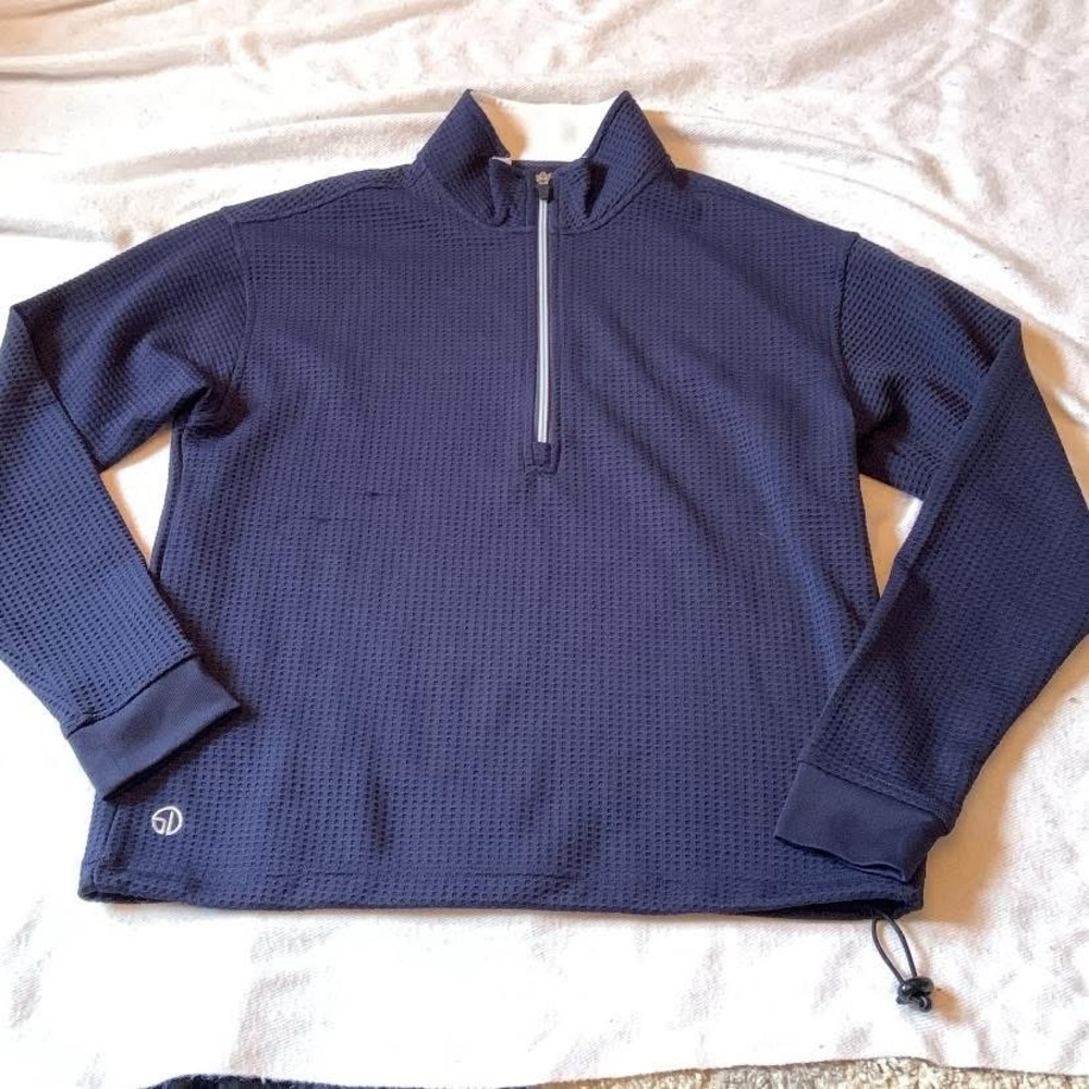 Straight Down golf equestrian or sporting top quarter zip unisex size large navy